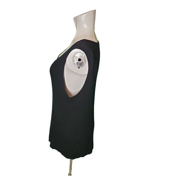 Eileen Fisher Vintage Black Italian Wool Rib Knit Sweater Tank Scoop Neck Sz XL - Picture 2 of 6